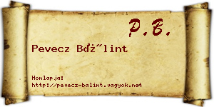 Pevecz Bálint névjegykártya